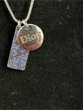 Dior vintage Blue Trotter Oblique Bar Necklace with COA
